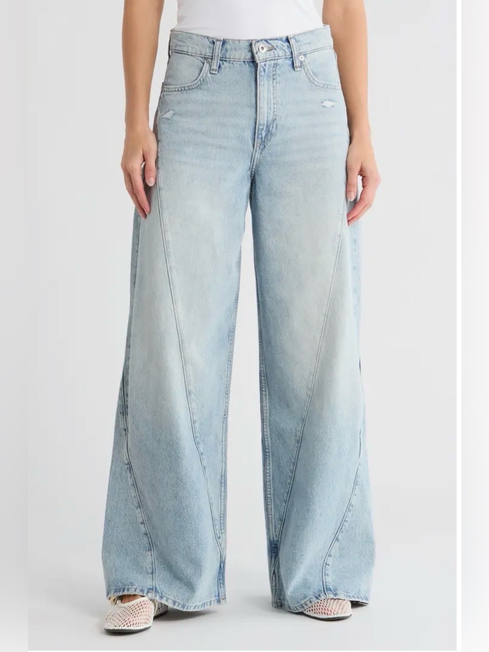 rag & bone Light Blue Wide Leg Flare Jeans - Picture 11 of 13